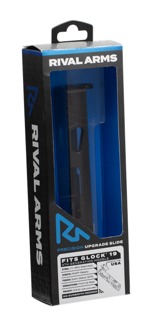 Rival Arms RA10G204A Precision Slide A1 QPQ Black 17-4 Stainless Steel with Front/Rear Serrations & RMR Optic Cut for 9mm Luger Glock 19 Gen4