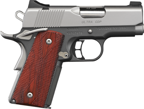 Kimber Mfg, Inc 3000245 CDP Ultra 45 ACP 7+1 3" Stainless Steel Barrel, Kimpro II Silver Stainless Steel Serrated Slide, Kimpro II Gray Aluminum Frame w/Beavertail, Rosewood Grip