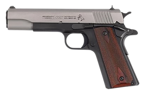 Colt Mfg O1911CTTE 1911 Government 45 ACP 8+1 5" Stainless Steel Serrated Slide, Matte Blued Steel Frame w/Beavertail, Double Diamond Checkered Wood Grip
