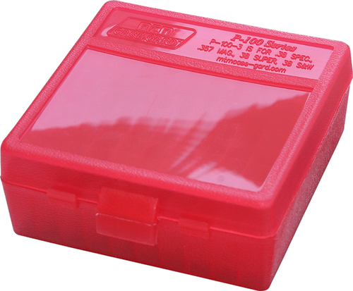 MTM Case-Gard P100329 Ammo Box Flip-Top Multi Caliber Clear Red Polypropylene 100rd