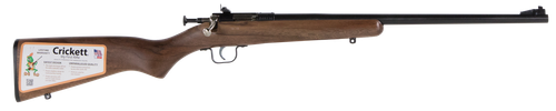 Crickett KSA2338 Youth  22 WMR 1rd 16.12" Barrel & Receiver, Fixed Front/Adjustable Rear Peep Sights, Walnut Stock w/11.5" LOP, Rebounding Firing Pin Safety