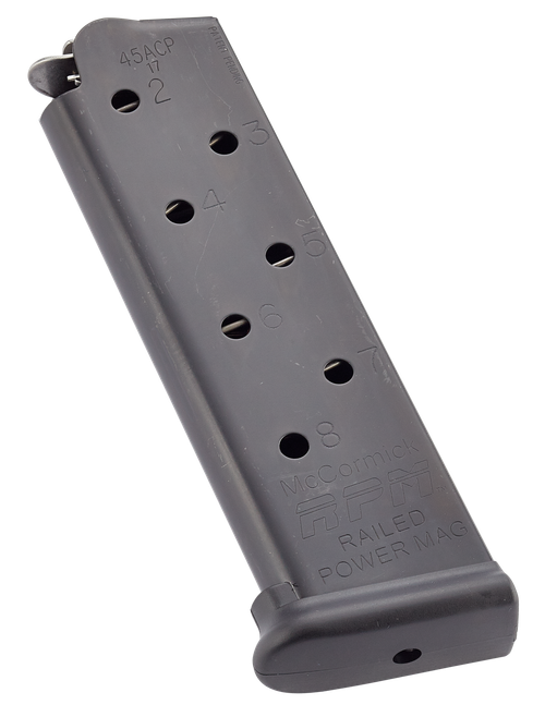 CMC Products MRPM45FS8B Power Mag Railed 8rd 45 ACP Fits 1911 Government Black Stainless Steel