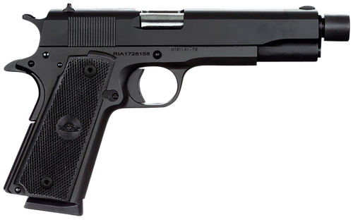 Rock Island 51473 GI Standard FS 45 ACP Caliber with 5" Barrel, 8+1 Capacity, Overall Black Parkerized Finish Steel, Beavertail Frame, Serrated Slide & Black Rubber Grip