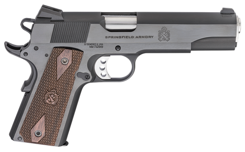 Springfield Armory PX9420 1911 Garrison 45 ACP 7+1, 5" Stainless Match Grade Steel Barrel, Salt Blued Serrated Carbon Steel Slide, Blued Steel Frame w/Beavertail, Thin-Line Wood Grip