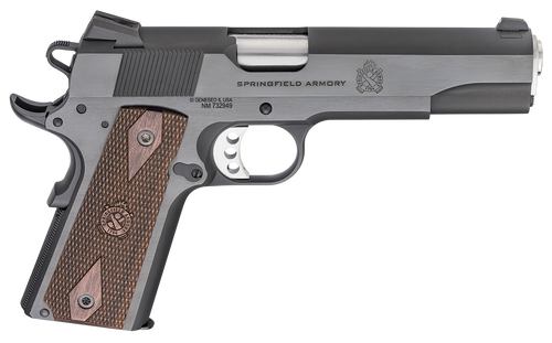 Springfield Armory PX9420 1911 Garrison 45 ACP 7+1, 5" Stainless Match Grade Steel Barrel, Salt Blued Serrated Carbon Steel Slide, Blued Steel Frame w/Beavertail, Thin-Line Wood Grip