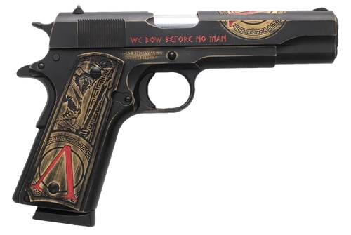 Tisas Arms 10100518AA1 1911 Spartan Full Size 45 ACP 7+1 5" Distressed Multi-Color Cerakote Serrated Slide & Carbon Steel Frame w/Beavertail, Aluminum Cerakote w/Engraving Grip
