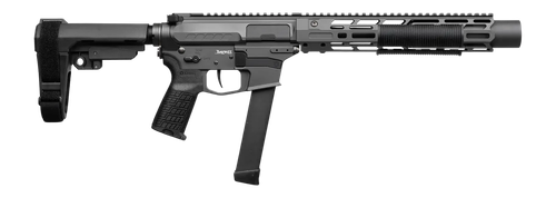 CMMG 99A6832-TNG Zeroed Banshee MkGs 9mm Luger 33+1 6.50" Black Nitride Threaded Barrel, Tungsten Cerakote Aluminum Receiver w/Picatinny Rail, M-LOK Handguard, Black Polymer CMMG RipBrace, CMMG Zeroed