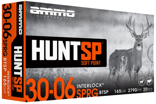 Ammo Inc 3006165SPA20 Hunt  30-06Springfield 165gr Soft Point 20 Per Box/10 Case