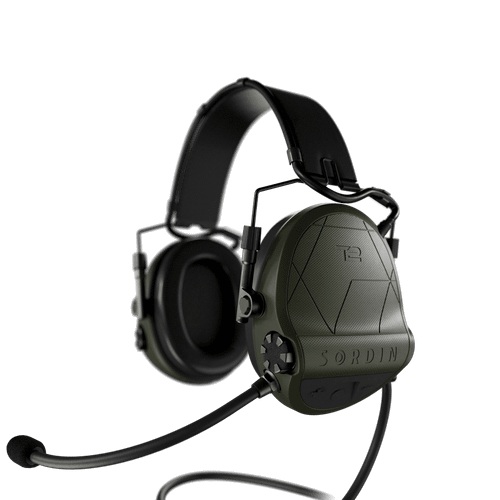 SUPREME T2 CC ELECTRONIC EAR MUFFS W/LEATHER HEADBAND GREEN