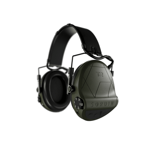 SUPREME T2 ELECTRONIC EAR MUFF W/LEATHER HEADBAND GREEN