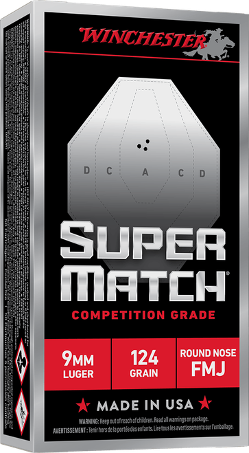 WIN SUPER MATCH 9MM 124GR FMJ RN 50/10