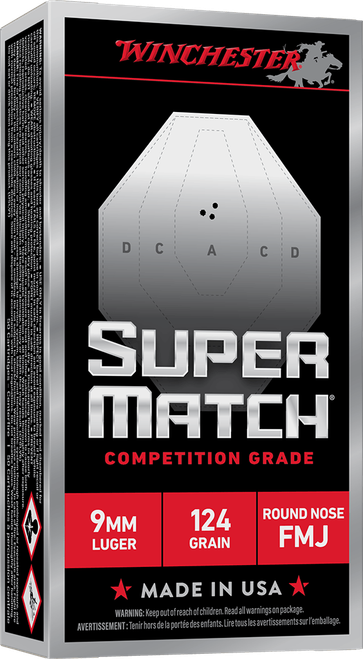WIN SUPER MATCH 9MM 124GR FMJ RN 50/10