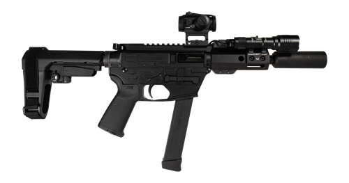 Shark Coast Tactical SCC8110CABLK-S Creepy Andrew 9mm Luger 30+1 Aluminum Receiver Picatinny Rail Receiver Black Polymer SB Tactical SBA3 Brace