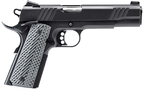 Bersa B19117050BBBB B1911 Onyx Full Size Frame 45 ACP 8+1 5" Stainless Steel Barrel, Black Serrated Steel Slide, Black Stainless Steel Frame w/Beavertail, Gray VZ Grip, Ambidextrous