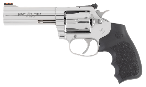 Colt Mfg KCOBRASB4RTS King Cobra Target 357 Mag 6rd Shot 4.25" Stainless Steel Barrel, Cylinder & Frame, Black Hogue Overmolded Grip, Exposed Hammer