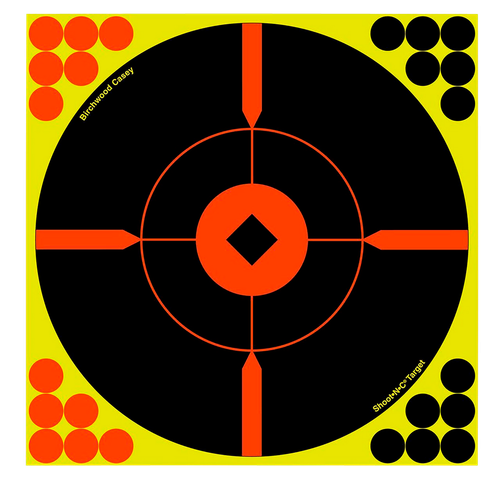 Birchwood Casey 34016 Shoot-N-C Reactive Target Self-Adhesive Paper Black/Yellow/Red 12" Bullseye 100 Pack