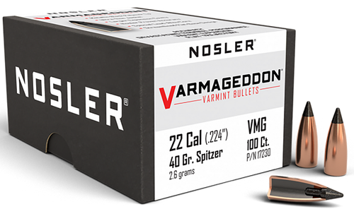 Nosler 17230 Varmageddon  22Cal 40gr Flat Base Tipped 100/Box