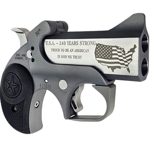 Bond Arms BA30TH-45LC/410 30th XL  45 Colt (Long Colt)/410 Gauge 2 Shot 3" Engraved Matte Stainless Steel Barrel, Rough Matte Stainless Steel Frame, Black Nylon Grips