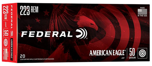 Federal AE223G American Eagle Varmint & Predator 223Rem 50gr Jacketed Hollow Point 20 Per Box/25 Case