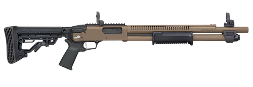 Mossberg 50758 590R  12 Gauge Pump 3" 6+1 18.50" Flat Dark Earth Cerakote Heat Shield Barrel, Flat Dark Earth Cerakote Steel Receiver, Black AR Mil-Spec Adjustable Synthetic Stock, Black Magpul Grip
