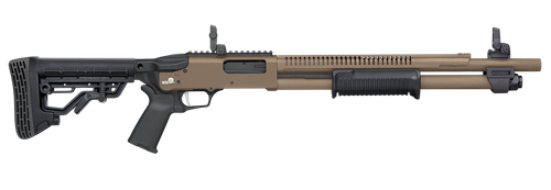 Mossberg 50758 590R  12 Gauge Pump 3" 6+1 18.50" Flat Dark Earth Cerakote Heat Shield Barrel, Flat Dark Earth Cerakote Steel Receiver, Black AR Mil-Spec Adjustable Synthetic Stock, Black Magpul Grip