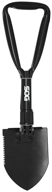 S.O.G SOGF08N Entrenching Tool  Folding Shovel Plain/Serrated Blade Black Powder Coated High Carbon Steel Handle 18.25" Long Includes Sheath