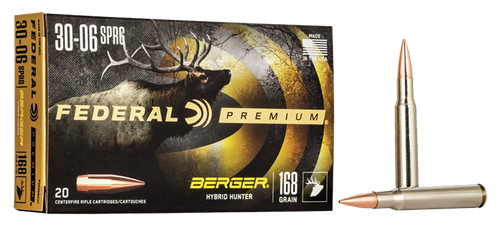 Federal P3006BCH1 Premium  30-06Springfield 168gr Berger Hybrid Hunter 20 Per Box/10 Case