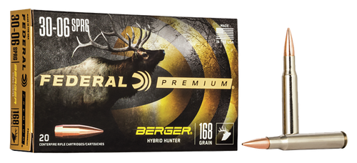 Federal P3006BCH1 Premium  30-06Springfield 168gr Berger Hybrid Hunter 20 Per Box/10 Case
