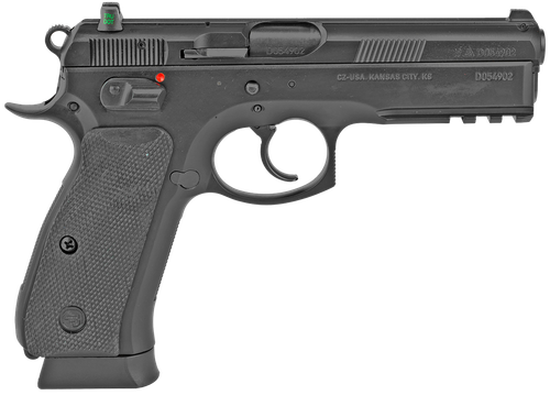 CZ-USA 01152 CZ 75 SP-01 Full Size Frame 9mm Luger 10+1 4.60" Black Steel Barrel, Black Steel Serrated Slide, Black Polycoat Steel Frame w/Beavertail & Picatinny Rail, Black Rubber Grip, Right Hand