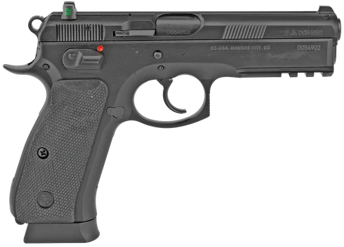 CZ-USA 01152 CZ 75 SP-01 Full Size Frame 9mm Luger 10+1 4.60" Black Steel Barrel, Black Steel Serrated Slide, Black Polycoat Steel Frame w/Beavertail & Picatinny Rail, Black Rubber Grip, Right Hand