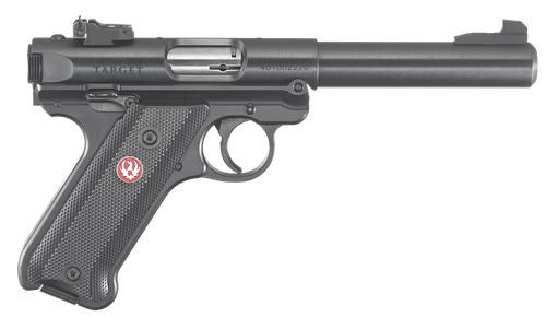 Ruger 40101 Mark IV Target 22 LR 10+1 5.50" Blued Bull Barrel Blued. Blued Aluminum Frame, Drilled & Tapped Receiver, Black Checkered Polymer Grip, Right Hand