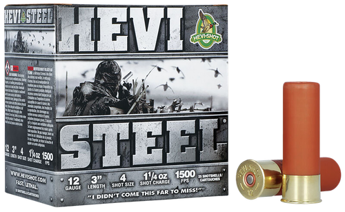 HEVI-Shot HS60004 HEVI-Steel  12Gauge 3" 1 1/4oz 4Shot 25 Per Box/10 Case