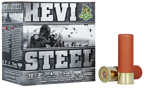 HEVI-Shot HS60004 HEVI-Steel  12Gauge 3" 1 1/4oz 4Shot 25 Per Box/10 Case