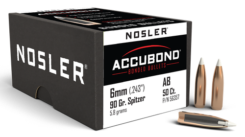 Nosler 56357 AccuBond  6mm 90gr Spitzer Point 50/Box