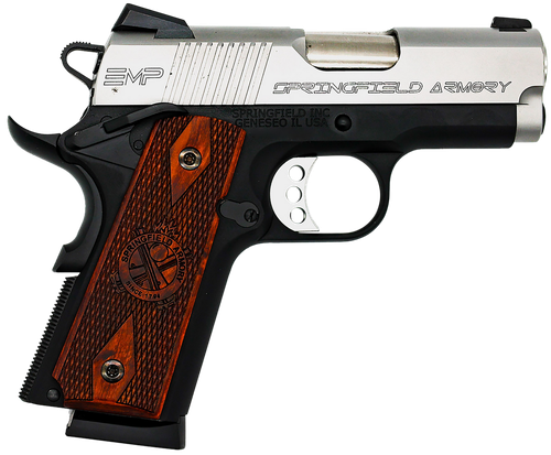 Springfield Armory PI9209LCA 1911 EMP *CA Compliant 9mm Luger 3" 9+1 Black Hardcoat Anodized Stainless Steel Slide Crossed Cannon Cocobolo Grip