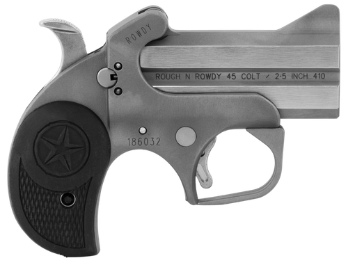 Bond Arms BARW Rowdy  410/45 Colt (LC) Derringer 3" 2 Black Rubber Grip Polished Stainless Steel Frame