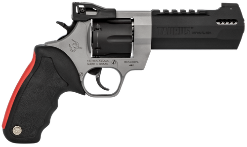 Taurus 2440055RH Raging Hunter  44 Rem Mag 6rd 5.12" Matte Black Oxide Cylinder & Barrel Matte Stainless Steel Frame Black Rubber with Integrated Red Cushion Insert  Grip