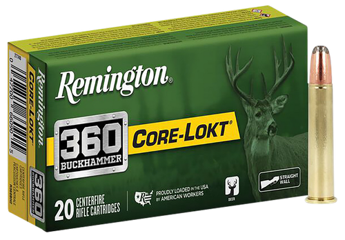 Remington Ammunition R27742 Core-Lokt  360Buckhammer 180gr Soft Point Core Lokt 20 Per Box/10 Case