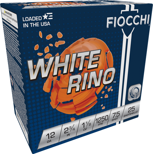 Fiocchi 12WRNO75 Exacta Target White Rino Target 12Gauge 2.75" 1 1/8oz 7.5Shot 25 Per Box/10 Case