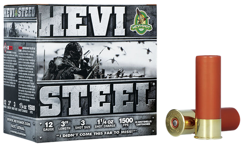 HEVI-Shot HS60003 HEVI-Steel  12Gauge 3" 1 1/4oz 3Shot 25 Per Box/10 Case