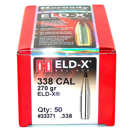 Hornady 33371 ELD-X  338 Cal .338 270 gr Extremely Low Drag eXpanding 50 Per Box/ 15 Case