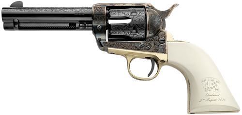 Pietta GW357DMH434NMAE Great Western II Deadman's Hand 357 Mag 6rd 4.75" Blued Octagon Steel Barrel & Cylinder, Color Case Hardened Steel Frame, White Polymer w/Aces & Eights Grip, Exposed Hammer