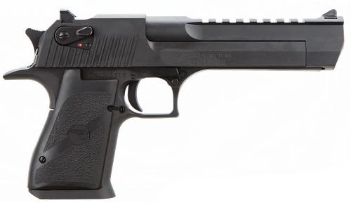 Magnum Research DE44 Desert Eagle Mark XIX 44 Rem Mag Caliber with 6" Picatinny Rail Barrel, 8+1 Capacity, Overall Black Finish Carbon Steel, Beavertail Frame, Serrated Slide & Rubber Grip