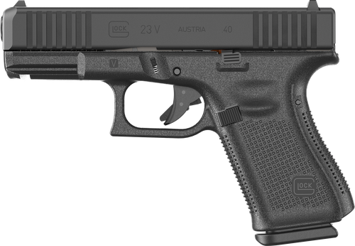 Glock PV2350201 G23 V 40 S&W 10+1 4.02" Black GMB Barrel, Black nDLC Steel Serrated Slide, Black Polymer Frame w/Accessory Rail, Interchangeable Backstrap Grip, Ambidextrous