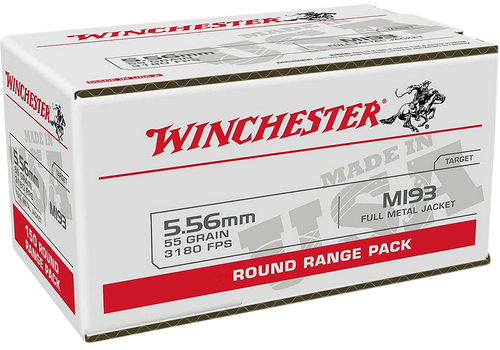 Winchester Ammo WM193100   5.56mm 55gr Full Metal Jacket 100 Per Box/10 Case