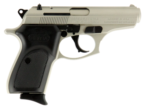 Bersa T22NKL Thunder  Micro-Compact Frame 22 LR 10+1 3.50" Nickel Steel Barrel, Nickel Cerakote Serrated Slide & Aluminum Frame w/Beavertail Black Textured Polymer Grip