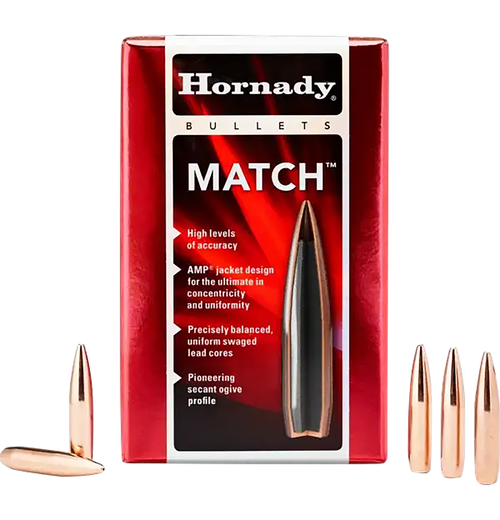 Hornady 26335 Match  6.5mm .264 140 gr Hollow Point Boat Tail Match 100 Per Box/ 15 Case