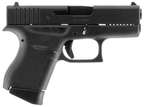 Glock UI4350201 G43  Slim Sub-Compact Frame 9mm Luger 6+1 3.41" Black Steel Barrel, Matte Black Serrated Steel Slide, Black Polymer Frame, Textured Polymer Grip, Right Hand