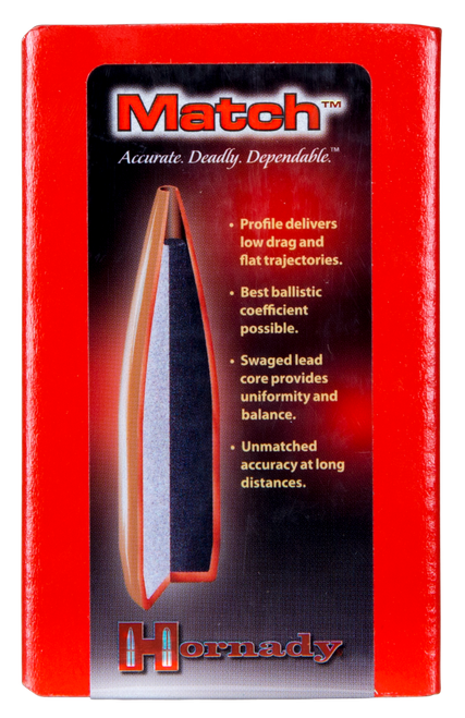 Hornady 3039 Match  30 Cal .308 155 gr Hollow Point Boat Tail Match 100 Per Box/ 15 Case