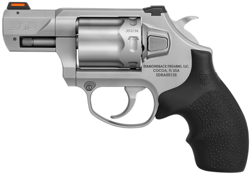 Diamondback DB0700S711 SDR  Small 357 Mag/38 Special +P 6 Shot 2" Glass Bead Stainless Steel Barrel, Cylinder & Frame, Black Hogue Rubber Grip, Exposed Hammer